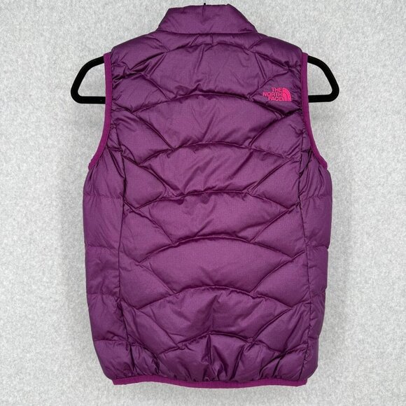 The North Face Girls 550 Fill Vest Size L Pink Purple Reversible Down Puffer - Picture 3 of 14